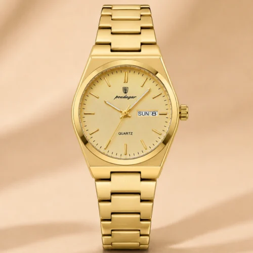 Reloj POEDAGAR 930 dorado con correa de acero dorada