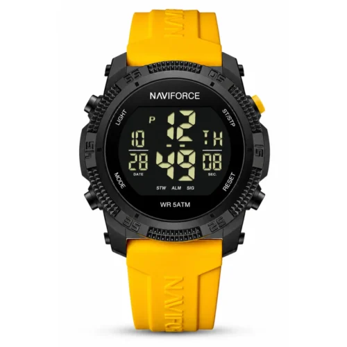 Reloj NAVIFORCE NF7104 amarillo negro con pantalla digital y correa de silicona